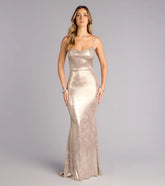 Alita Metallic Floral Rhinestone Formal Dress