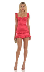 Ruffle Corset Dress In Red