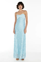 Duttini | Sculpted Petal Texture Strapless Evening Dress