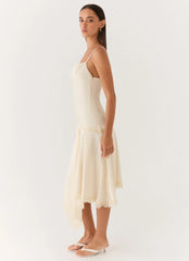 Cleosa Asymmetrical Midi Dress White
