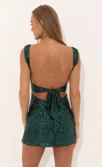 Sequin Bodycon Dress In Green