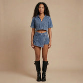 Blake Wrap Denim Set