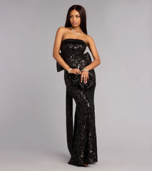 Renee Sequin Bow Mermaid Formal Dress