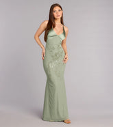 Adrian Beaded Floral Mermaid Dress