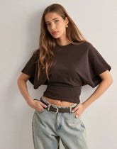 Duttini | Cinched Waist Cropped T-Shirt