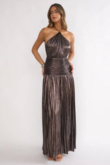 Ahmara Pleated Maxi Dress Gunmetal