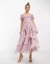 Adrienne Ruffle Midi Dress