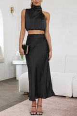 Alessia Draped Satin Set
