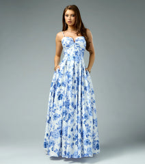 Sutton Floral Satin A-Line Ball Gown
