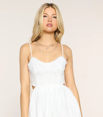 Sweet Day Plans Eyelet Open Back Mini Dress