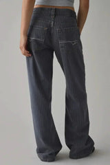 Morgan Pinstripe Wide Jeans