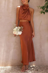 Alessia Draped Satin Set