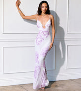 Camren Beaded Floral Lace-Up Mermaid Dress