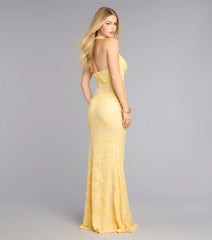 Aleah Floral Sequin Beaded Mesh Mermaid Dress