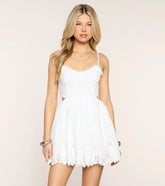 Sweet Day Plans Eyelet Open Back Mini Dress