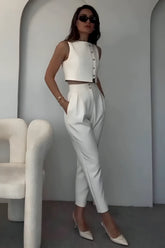 Duttini | Cropped Vest And Tapered Trousers Set