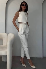 Duttini | Cropped Vest And Tapered Trousers Set