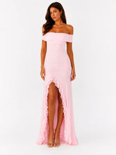 Icon In Motion Off Shoulder Maxi Dress Baby Pink