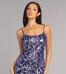 Rylee Sequin Lace-Up Formal Dress