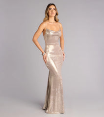 Alita Metallic Floral Rhinestone Formal Dress