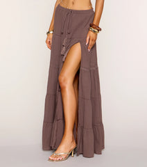 Free Spirit Tiered Slit Maxi Skirt