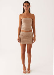 Brightside Rhinestone Mini Skirt - Silver