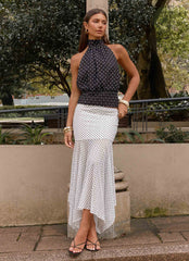 Buffy Maxi Skirt - White Polkadot