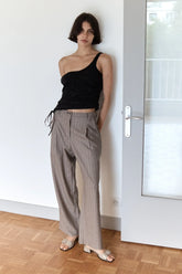 Twin Button Pant - Pinstripe Bark