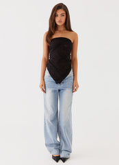 Midnight Lace Scarf Top - Black