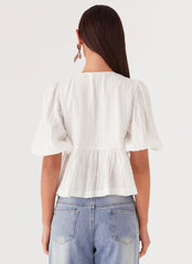 Western Wind Tie Top - White