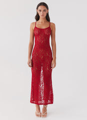 Leona Lace Maxi Dress - Red Rose