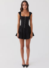 Isabella Denim Bustier Dress - Black