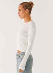 Wonderwall Lace Up Long Sleeve Top - White