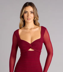 Date Night Defined Long Sleeve Midi Dress