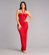 Mackinley Rhinestone Lace-Up Column Formal Dress