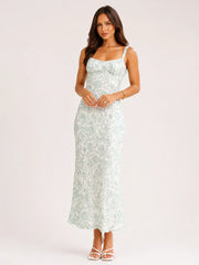 Margo Midi Dress - Green Flower