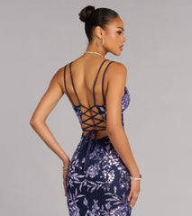 Angela Floral Sequin Formal Dress