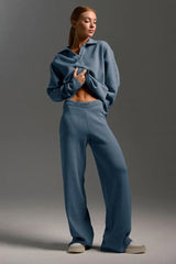 Duttini | Polo Collar Knit Pullover And Wide-Leg Pants Set