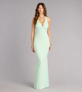 Lydia Halter Lace-Up Mermaid Formal Dress