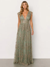 Arlene Shimmer Gown | Sage + Gold