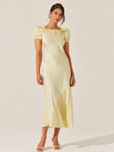 Auden Satin Ruffle Midi Dress
