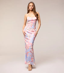 Blossom Blur Satin Floral Maxi Dress
