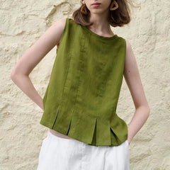 Duttini | Pleated Hem Linen Top