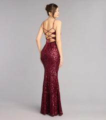 Mari Sequin Lace-Up Formal Dress