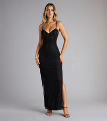 Adaline Rhinestone Glitter Mesh Formal Dress