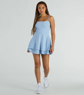 Pretty Vibes Eyelet Knit Layered Skater Dress