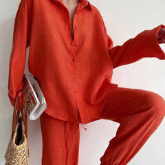 Natalie Linen Button Pants Set
