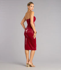 Valery Faux Leather Corset Midi Dress