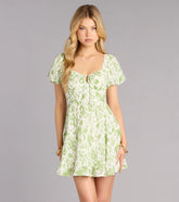 Fresh Blooms Puff Sleeve Skater Dress