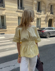 Duttini | Open-Back Peplum Blouse